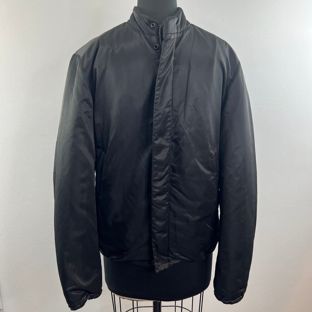 THEORY Slick Black Long Sleeve Mock Neck Zip Front Jacket Bomber M Medium